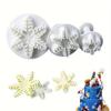 3 Pcs Snowflake Plunger Cake Cutters - Perfect for Festive Baking: Christmas, Halloween, Easter, Hanukkah, Thanksgiving