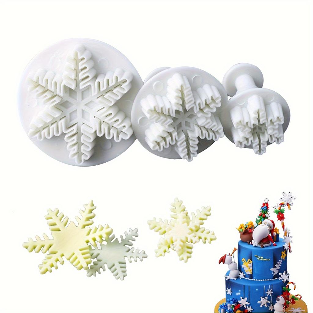 3 Pcs Snowflake Plunger Cake Cutters - Perfect for Festive Baking: Christmas, Halloween, Easter, Hanukkah, Thanksgiving