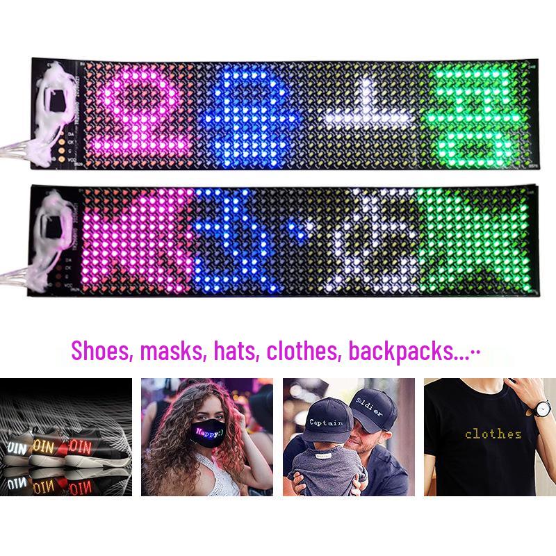 

12x48 Pixel Bluetooth Programmable LED Display: Bendable Monochrome Screen for Clothing and Hats Standard