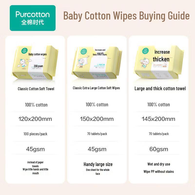 PurCotton Sun Yingsha Edition 100% Cotton Baby & Facial Soft Wipes