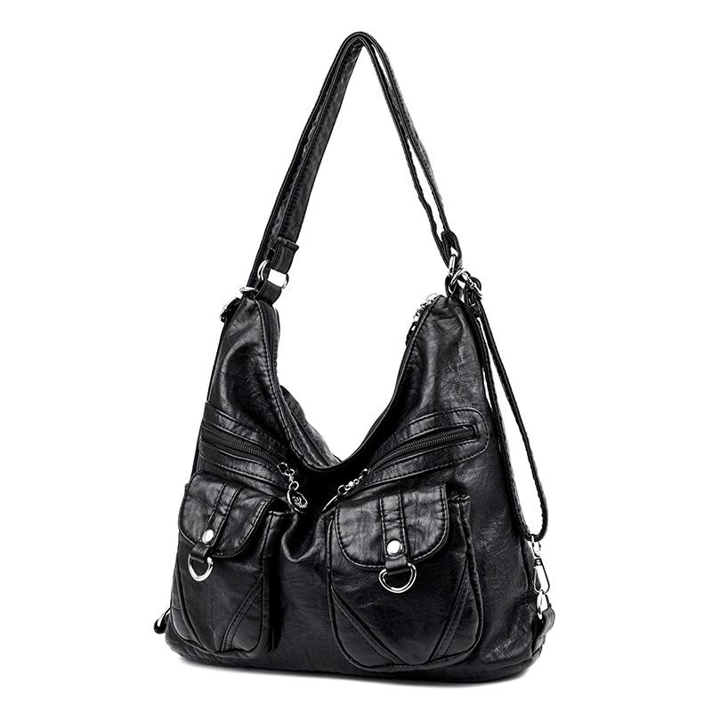 Small-scale Design Retro Single-shoulder Bag with Large Capacity and Multiple Pockets, Made of Soft Water-resistant Leather.