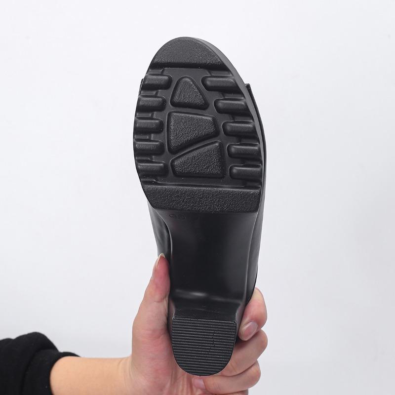 Fashion Plus Size 2025 Summer Peep Toe Women's Platform Slippers Rome Round Toe Chunky Heels Sandals Concise Outdoor Dress Slippers
