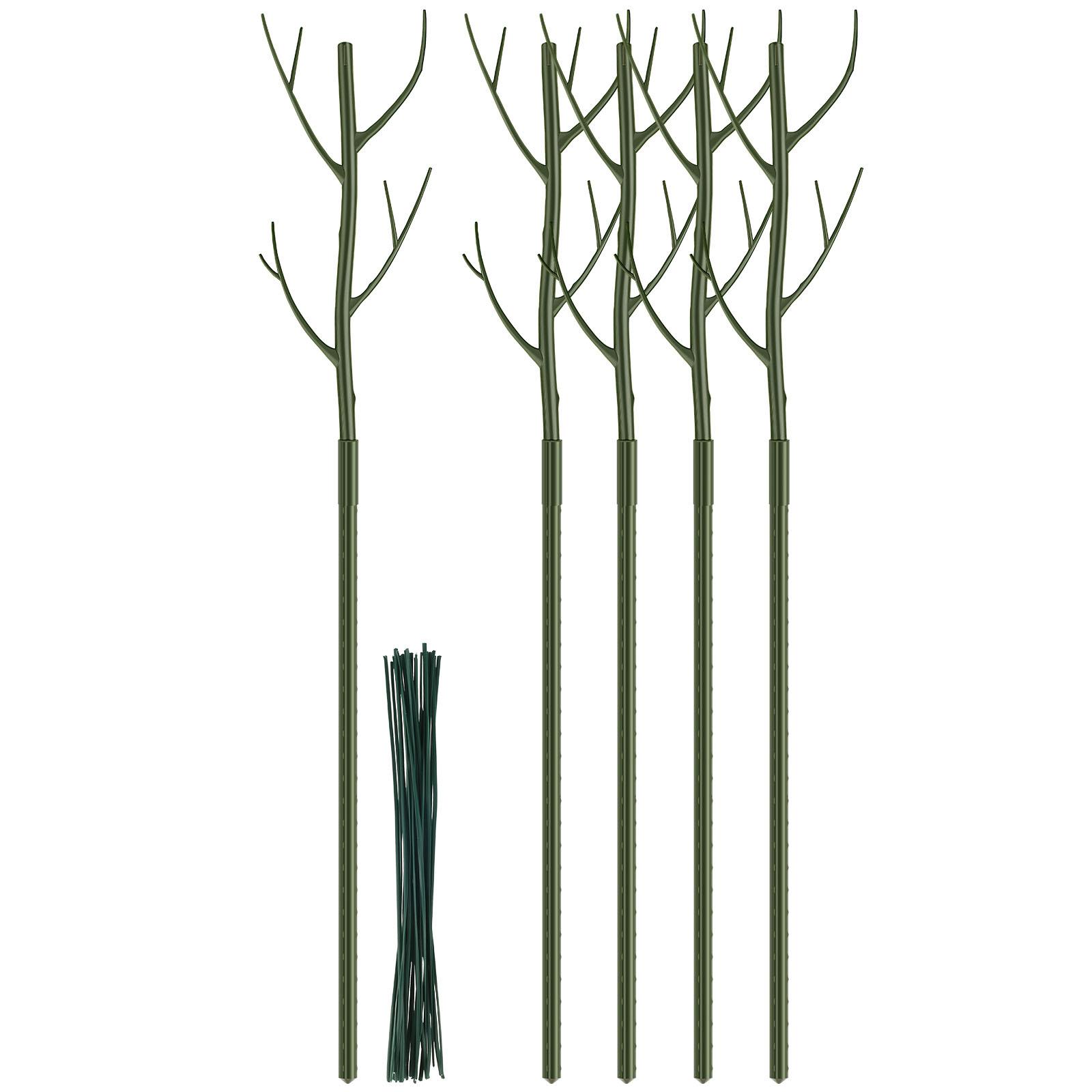 

5Pcs Plant Support Stakes Reusable Simulated Tree Branch Plant Stakes Adjustable Twig Plant Support Stake for Garden