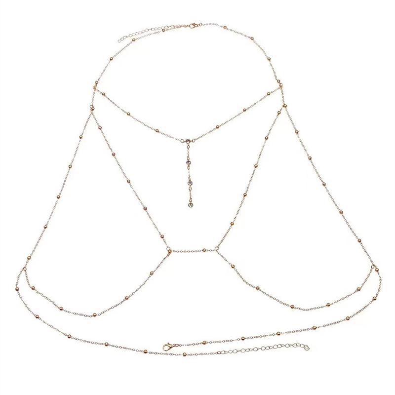 Sommer Sexy Brystkjede BH Bikini Metall Kroppskjede Smykker For Kvinner Strand Sele Kroppskjede Dekorasjon Smykker