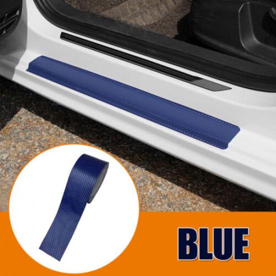 Blue Carbon Fiber Sticker Car Door Anti-Scratch Strip Protector Sill Scuff Cover