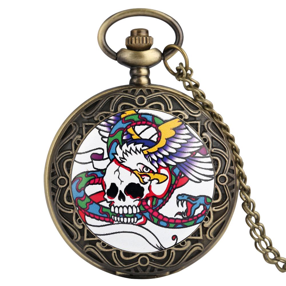 Персонализированные кварцевые карманные часы с черепом — фото 5
