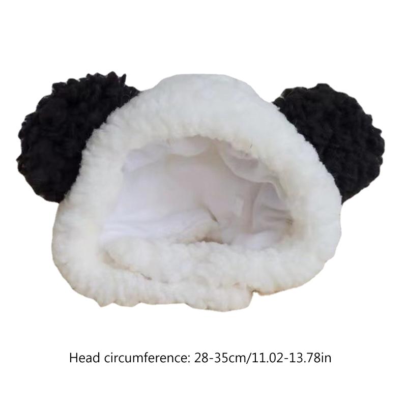 Cute Cats Hat Small Dog Headwear with Ears Pet Holiday Accessories Panda Shape Photo Props for Cats and Dogs