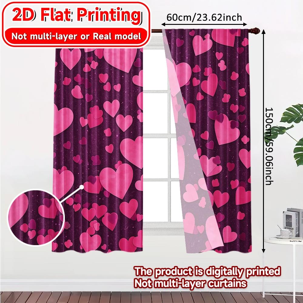 2 Stück, 2D-FLACHDRUCK Vorhänge (Ohne Stange) Herzensfall(1) Halloween Festival Kreative Vorhänge Vielseitig Langlebig Polyester