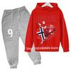 Boys Haaland Cartoon Football Tracksuit 2 Piece Hoodie and Jogger Pants Set Kids Graphic Print Sport Outfit