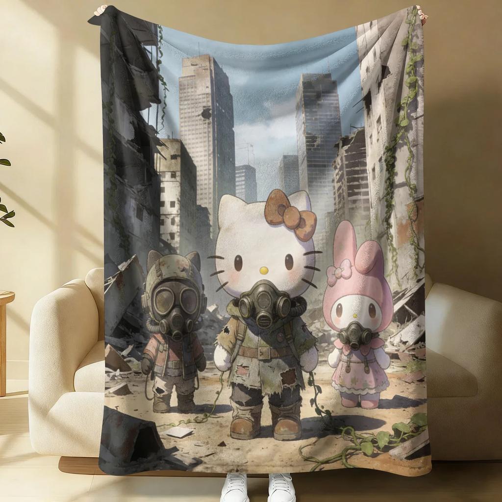 Sanrio Spring Forest Flannel Blanket Kawaii Hello Kitty Print Soft Warm Fluffy Throw Bed Sofa Cover Nap Office Shawl Summer
