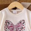 Girls' Simple Set Summer Children's Casual Round-neck Loose T-Shirt + Flared Pants Set
