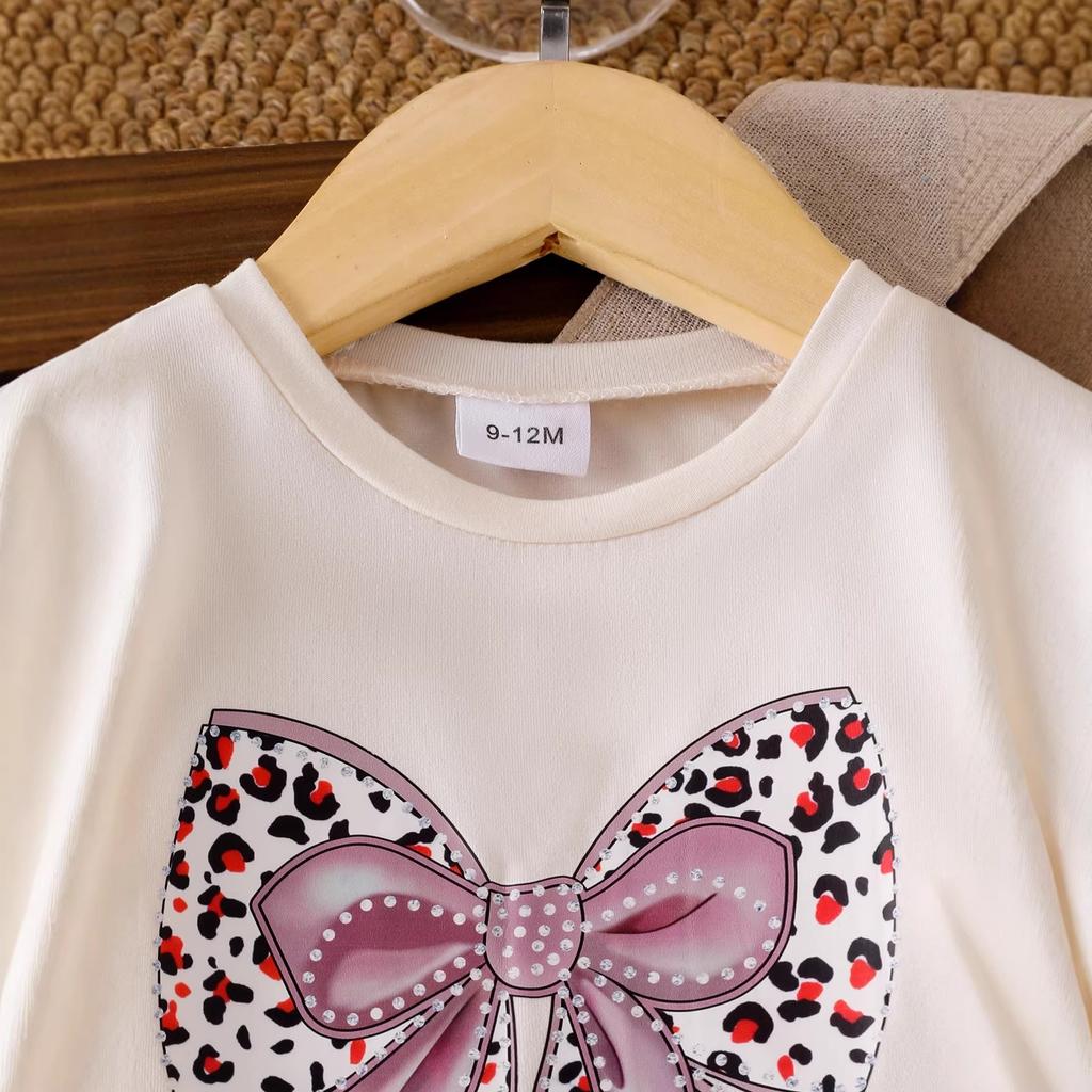 Girls' Simple Set Summer Children's Casual Round-neck Loose T-Shirt + Flared Pants Set
