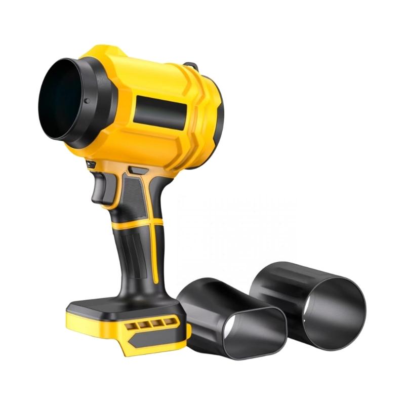 

High Speed 40000RPM Cordless Blower Kit Suitable With 21V Batteries Includes 2 Nozzles Ergonomic Handle жовтий