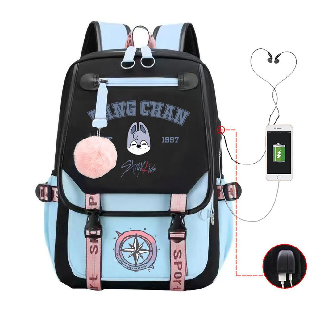 Zaino capiente con tracolla; set astuccio a tre pezzi per studenti