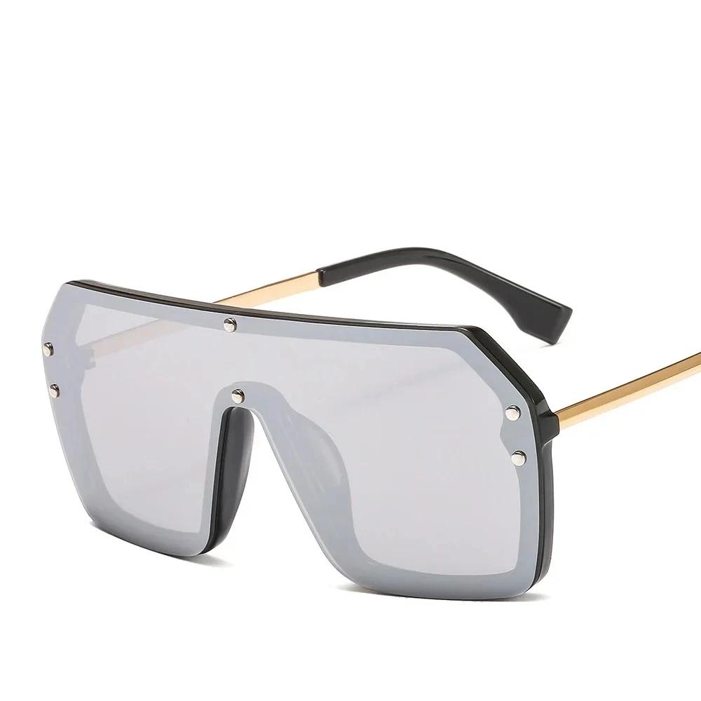 

For Man XaYbZc Red Black Oversized Square Sunglasses Female Latest One Piece Lens Big Frame Sun glasses UV Protection 400 Silver Mirror As Picture