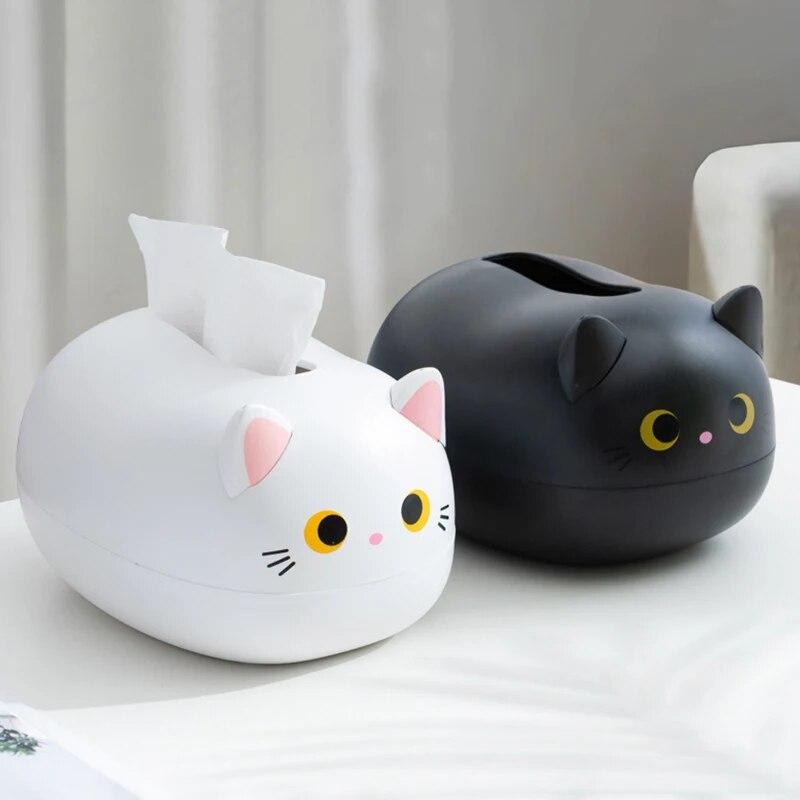 Kawaii Cat Tissue Box Desktop Toilet Paper Holder Kitchen Napkin Storage Box WC Paper Container Nordic Style Home Decoration
