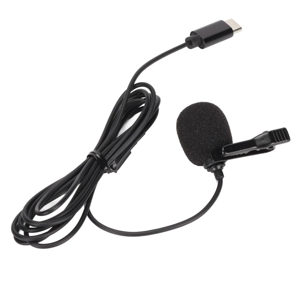 Type C Lavalier Microphone Intelligent Noise Cancellation Wired Lavalier Lapel Microphone for Karaoke Recording