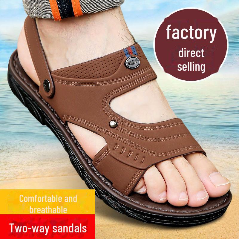 

Мужские летние повседневные сандалии из мягкой кожи с нескользящей подошвой — износостойкие и подходят для пляжа и повседневной носки. 45