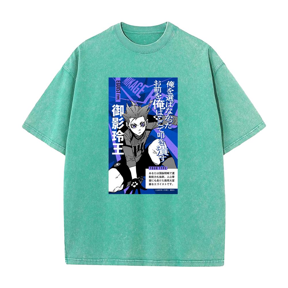 Anime BLUE LOCK Mikage Reo Cool Graphic T Shirt Men Women Cotton Tshirts Casual Oversized Tee Harajuku Male Washed T-shirt