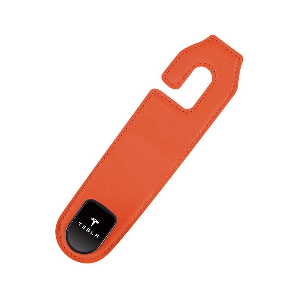 Car Sticker 2025 New Tesla Car Seat Back Hook Pu Leather Load-bearing Wear-resistant Hook Storage Hanger For Tesla Model 3 Roads