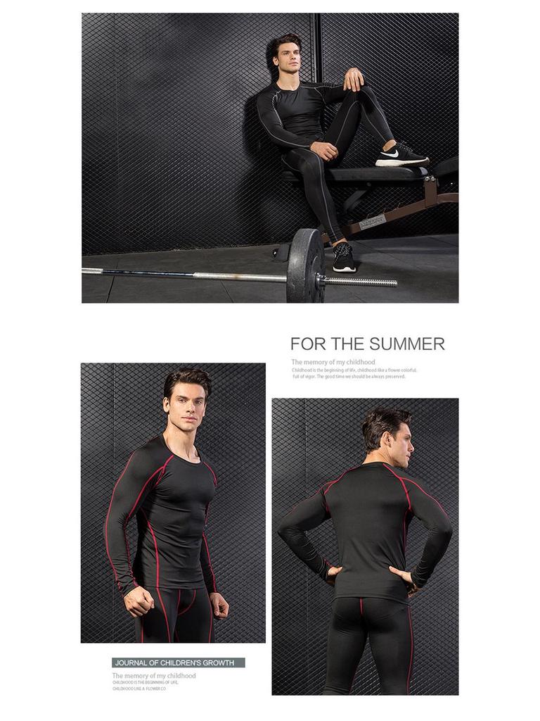 Men's PRO Quick-Dry Long Sleeve Sports Tights for Running, Training, and Basketball