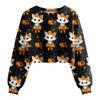 Women's Fashion Halloween Printed Navel-Exposed Long Sleeve Pullover Sweatshirt
