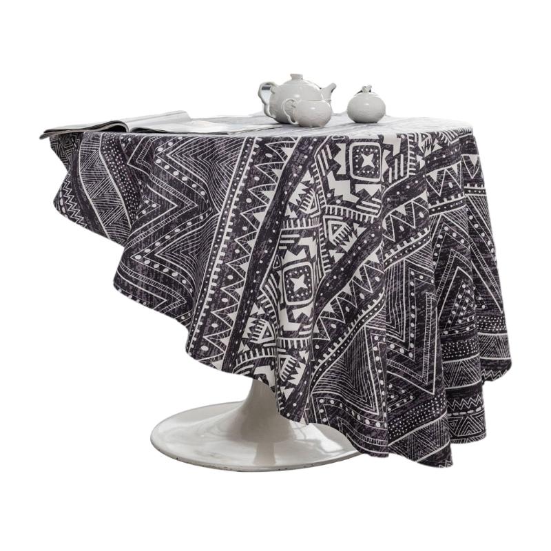 Round Tablecloth 59Inch Cotton Table Cloth Decorative Table Cover for Kitchen Dining Table Buffet Parties and Camping