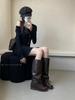 Ballet style retro western stacking boots women's 2025 new two-wear pleated straps medium boots giant soft boots