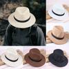 Moda Verano Hombre Sombrero de Paja Casual Verano Viaje Ala Ancha Sombrero de Sol Hombre Sombrero de Paja Gorra de Vaquero Panama Viaje Playa Gorra de Vaquero