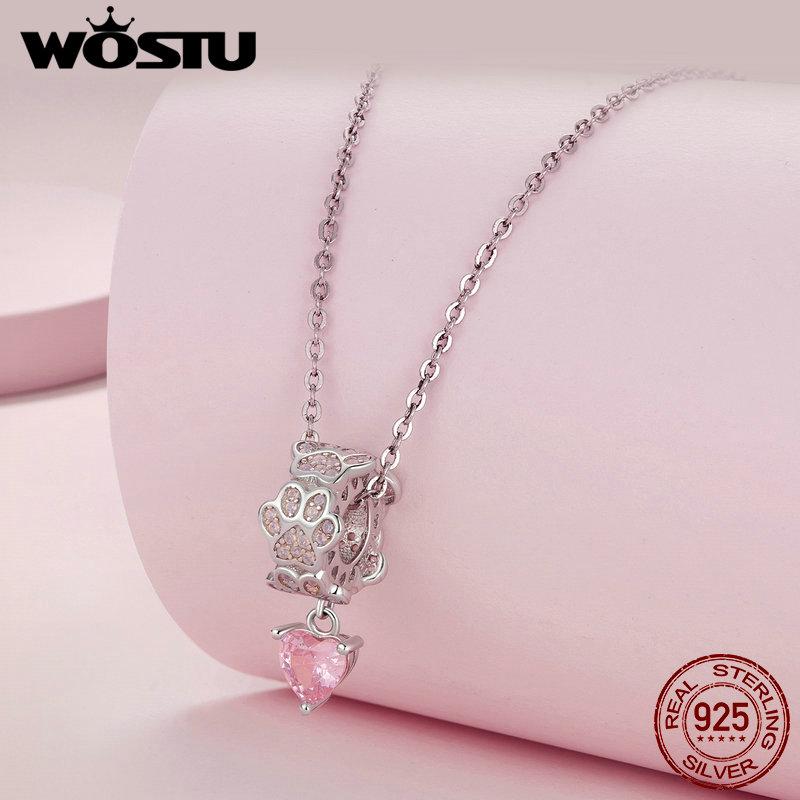 WOSTU 925 Silver Crown Charm Infinite Love Angel Zircon Beads Fit Original Bracelet Bangle Jewelry Gift for Women