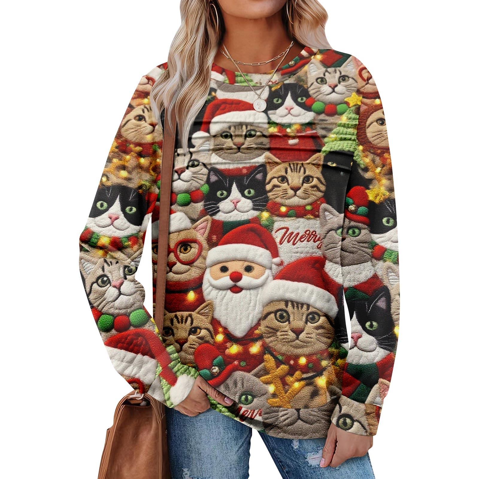 

Женский повседневный свитшот с длинным рукавом и круглым вырезом, приталенный плиссированный топ M