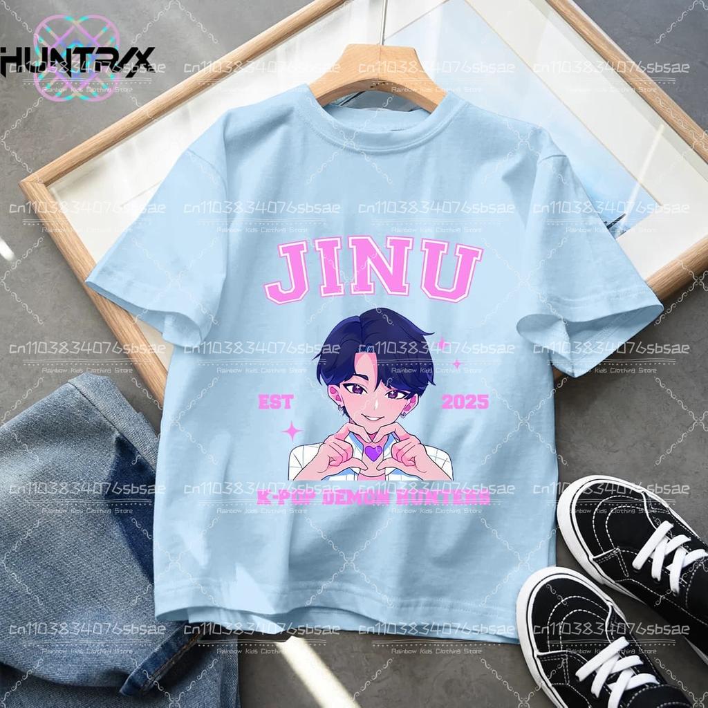 Summer Kpop Demon Hunters Children's Clothing Short Sleeve T-shirt Cute Kpop Demon Hunters Tiger Harajuku Tshirt for Boys Girls