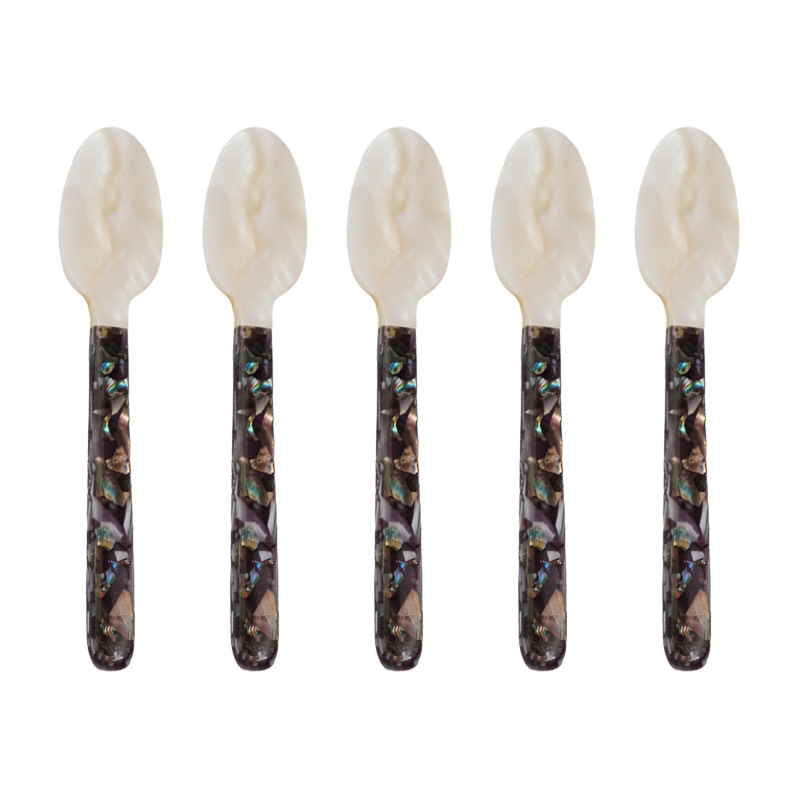 

16cm Natural Shell Spoon and Fork Handicrafts Kitchen Tool Caviar Spoons Teaspoon with Shell Crumble Handle Dessert