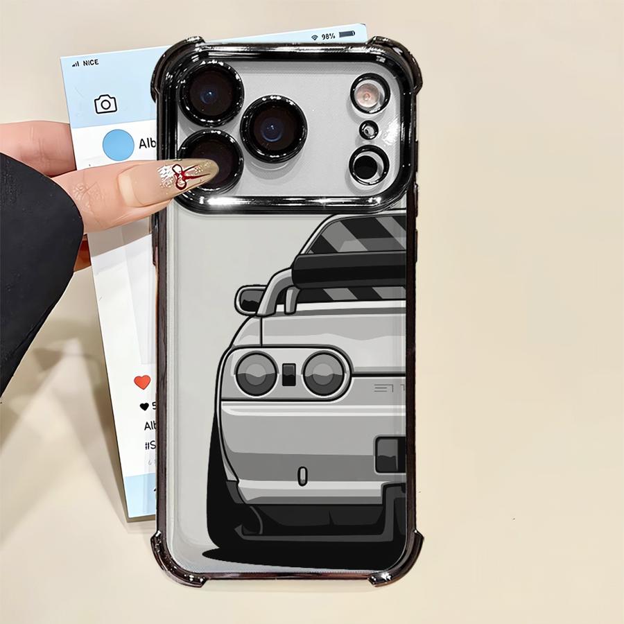 Japanese JDM Drift Car Clear Cover Phone Case for Apple iPhone 16 15 14 Plus 17 Air 16e 13 12 11 Pro Max