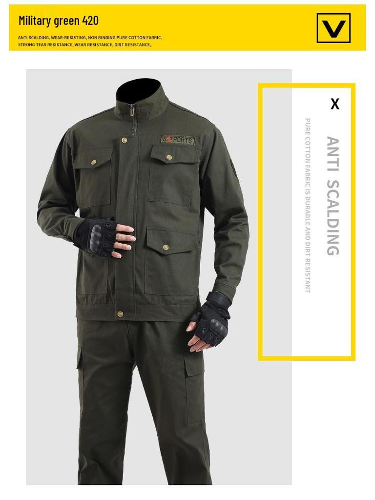 Robuste Arbeitskleidung für Herren: Frühjahrs-/Herbst-Hitzeschutz-Anzug, verschleißfest, für Autoreparatur, Elektroschweißen und Bauwesen.