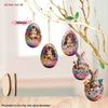 M-8Pcs Wooden Easter Egg Decorative Hanging Set 2D DIY Craft Easter Simulation Egg Decorative Artificial Egg Hanging Ornament