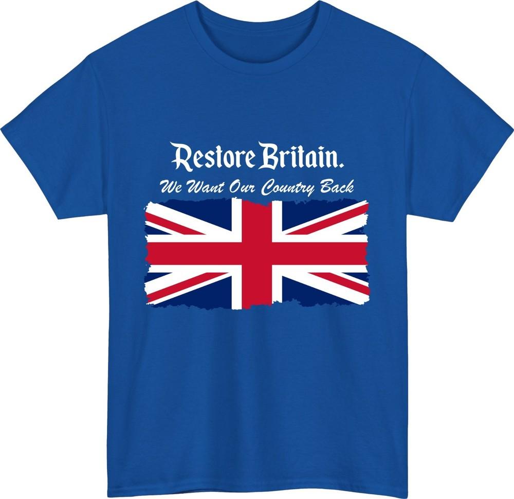 Restore Britain Union Jack Tshirt We Want Our Country Back Patriotic Gift Top