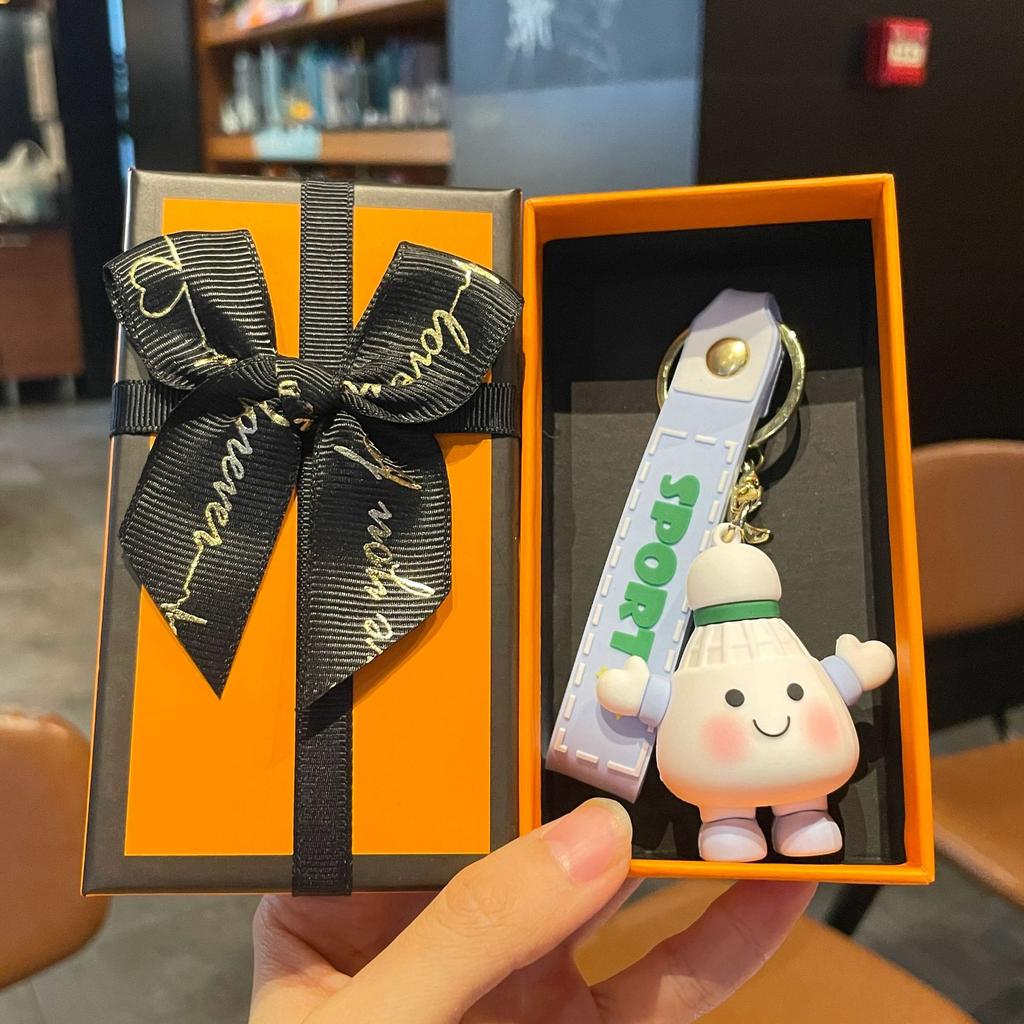 Original Badminton Figurine Keychain Fashionable Fun Cartoon Tennis Pendant Small Gift Football-related Souvenir