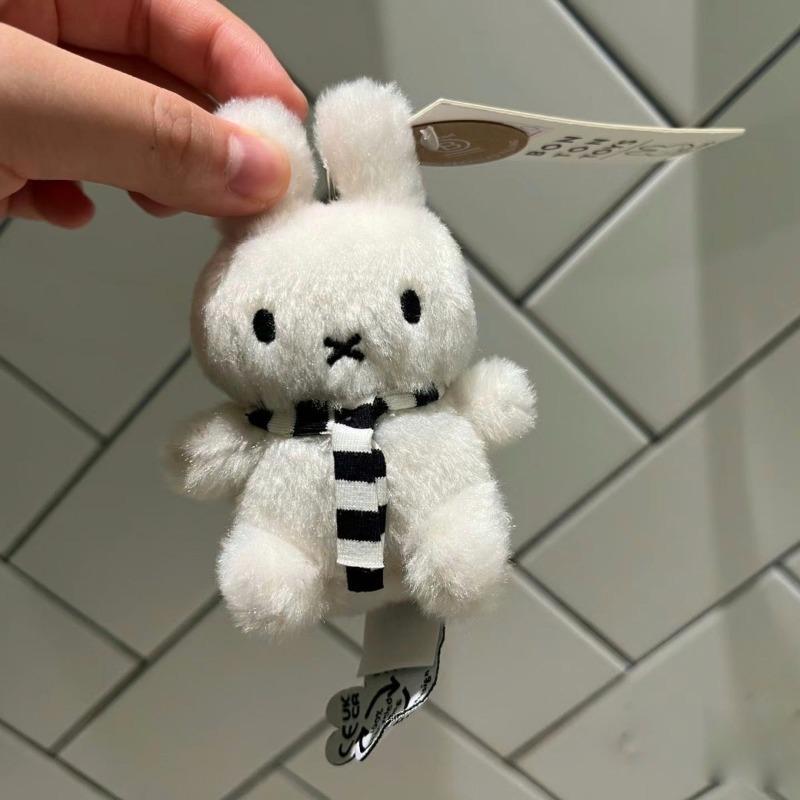 Miffy Plush Doll Black And White Striped Scarf Hanging Pendant Christmas Gift