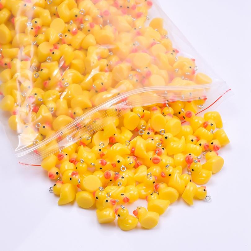 10/20/30/50pcs Kawaii Yellow Duck Charms For Jewelry Making Supplies Resin Material Wholesale DIY Keychain Earring Charm Pendant