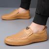 Fashion Brand Men'S Outdoor Comfortable Non Slip Casual Leather Shoes Summer Breathable Hollow Out One Foot Casual Board Shoes