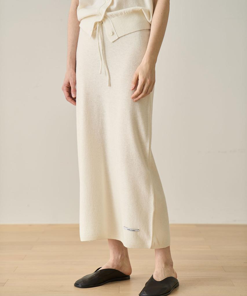 GRIDAJ Fine Wool Maxi Knit Skirt _ Ivory