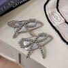 Women's Silver Metal Beaded Ribbon Snap Hairpin