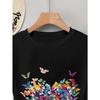 European sizes Elegant Butterfly Pattern Printed Women'S Short-Sleeve T-Shirt Perfect for Holidays, Graduations