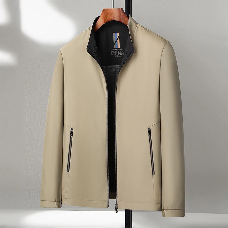 Spring and Autumn Men's Standing Collar Jacket Men's Executive Casual Business Men's Middle-aged High-end Daddy Jacket