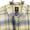 STUSSY Linen Blend Check Pattern Short sleeve shirt L Yellow Men's Used