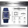 JewelryWe Men's Watch with Roman Alphabet Dial and Leather Band, Blue, for Commuting and School