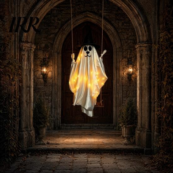 Durable Halloween Holiday Decor Hanging Ghost for Outdoor Decoration, Cute Flying Satin White Reusable Party Decorations Home, Tree, Porch,