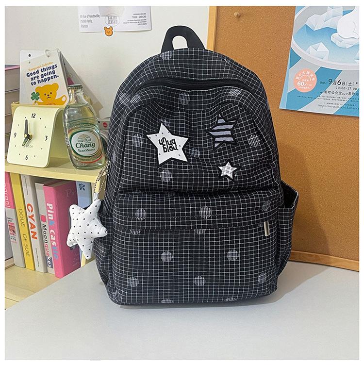 Schoolbag Japanese Plaid Backpack Female Ins New College Style Student Schoolbag Versatile Leisure Large Capacity Travel Backpack