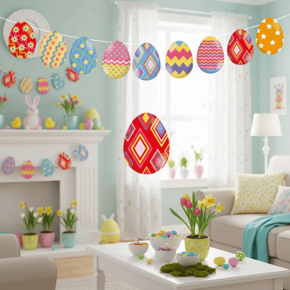 Kaninchen Karottenmuster Hase Wimpelkette Dreieck Flagge Osterdekoration Hängendes Banner Heimdekoration